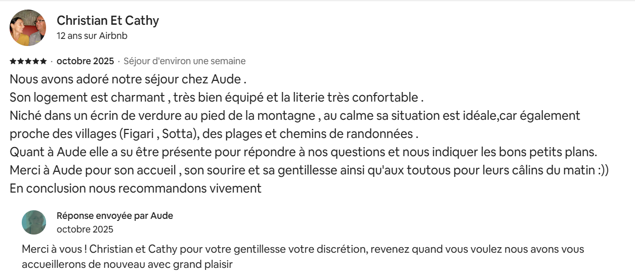Avis Airbnb Christian & Cathy