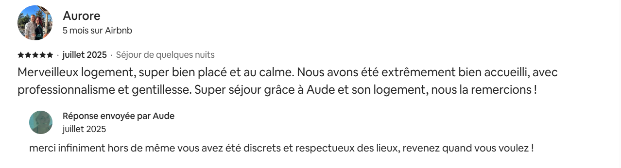 Avis Airbnb Aurore